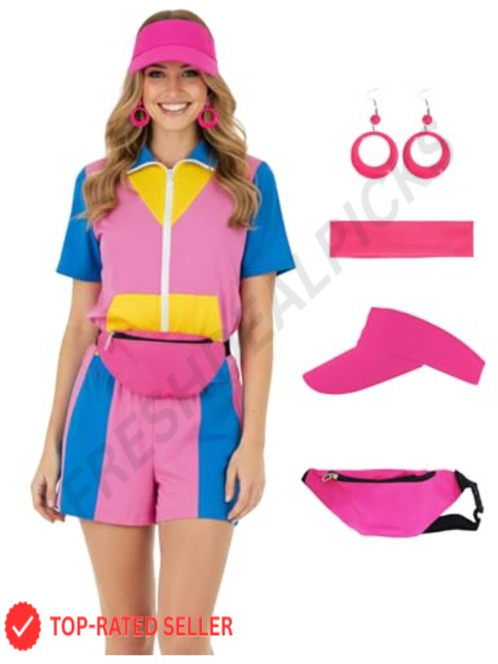 Women's Retro 80s 90s Costume 2 Piece Tracksuit with Accessories